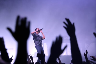 Singing on the stage of man
